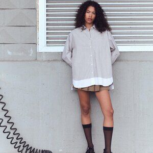 🆕 ZARA DOUBLE CUFF OVERSIZED POPLIN SHIRT | ZARA SHIRT